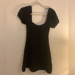 Elegant Black Crochet Dress